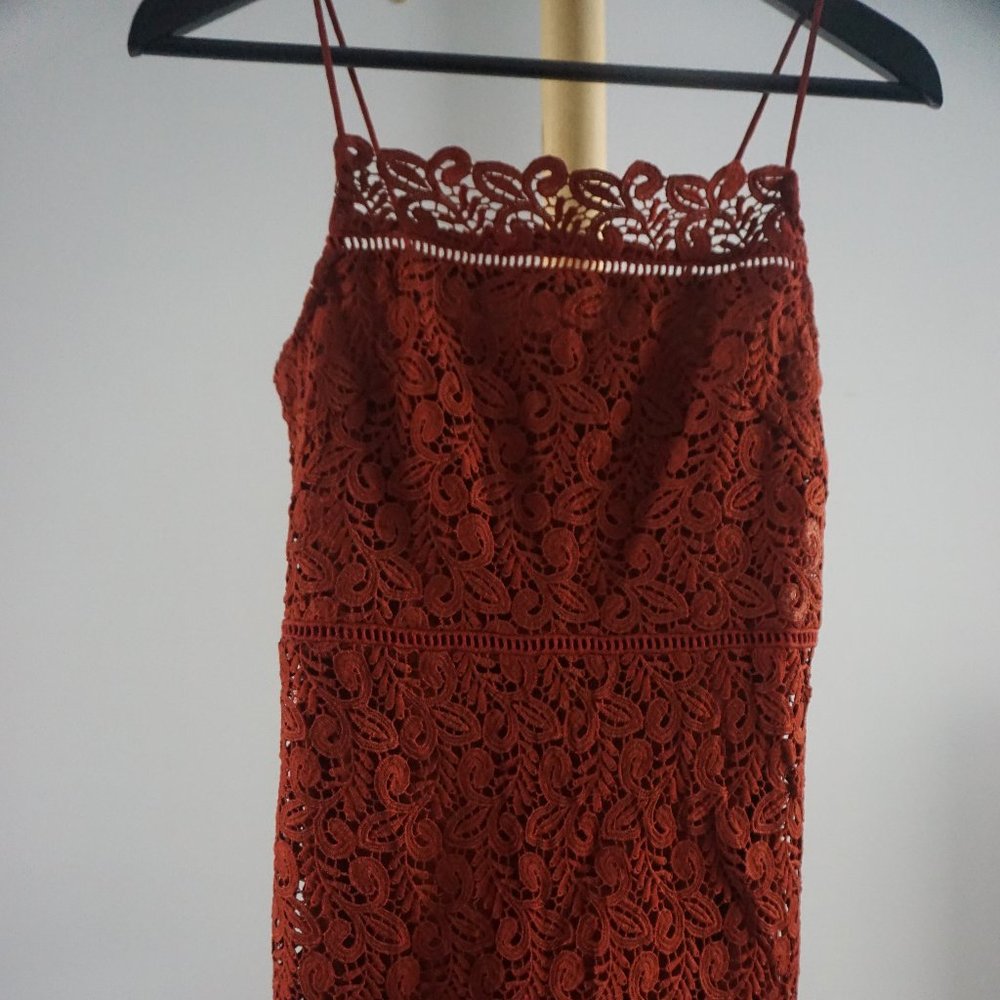 Mango skinny strap lace wrap dress